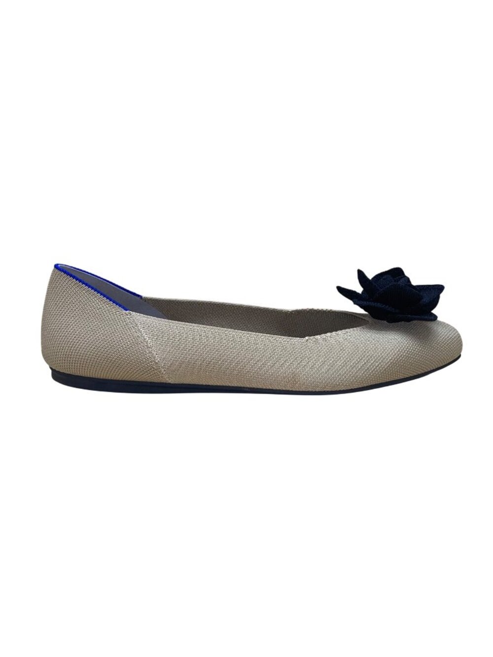 Rothys Women’s Beige & Black Knit Flower Ballet Flats Size 11.5